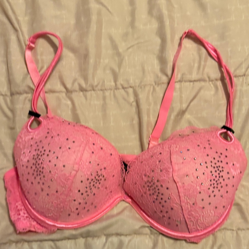 Victoria’s Secret Sexy Little Things Pink Lace Embellished Bra 38D